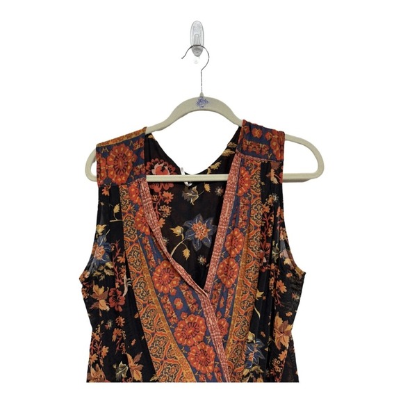 Free People Havana Sleeveless Faux Wrap Tank Blouse Size Medium Boho Festival - Picture 4 of 8